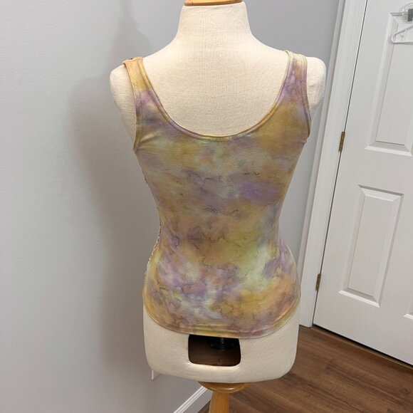 Mezon Textured Floral Ribbon Unique Artsy Y2K Tank Top Sz S - Picture 10 of 11